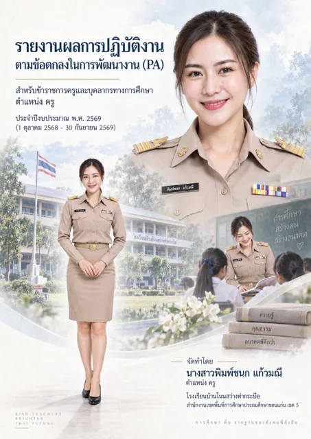 ตัวอย่างปก PA1 ครูหญิง ที่สร้างด้วย ChatGPT จาก prompt นี้
