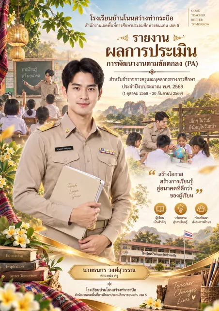 ตัวอย่างปก PA5 ครูชาย ธีมอีสานร่วมสมัย ที่สร้างด้วย ChatGPT จาก prompt นี้